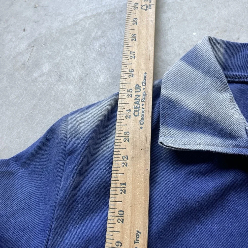 Vintage 60s French Workwear‎ Chore Jacket Two Pocket Distressed Faded Boxy 23x25
